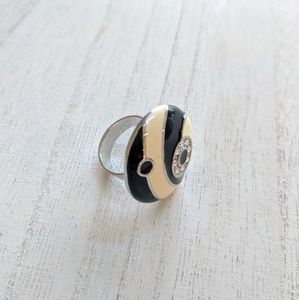 Black/Cream Ring with Bling! Costume Ring!